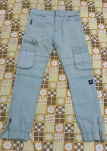 Light Green Zippered Cargo Pants