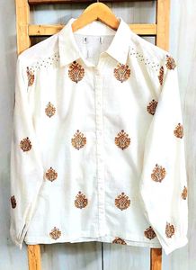 Embroidered off White Shirt size-44-46