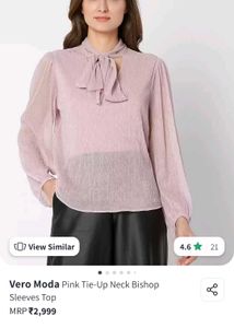 Pink Tie-Neck Blouse- 🎇 🪔 Diwali Sale