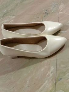 Ivory Heels with Clear Block Heel