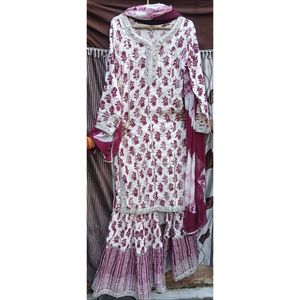 Wine Jaipuri Sharara Set