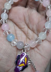 Glossy Beaded Bracelet &amp; Golden Stone Work Bangle