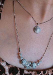 Pearl &amp; Zircon Stone StuddedDouble-layered Pendant