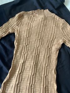 Beige Knit Bodycon Dress