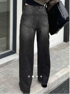Trendy Charcoal Wash Wide Leg Jeans