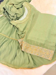 Elegant Green Sharara set,fit M to XL