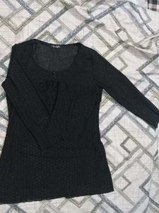 Black Sheer Long Sleeve Top