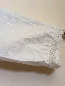 Pretty White Kurta With Lace, Sequin &amp; Thread Work