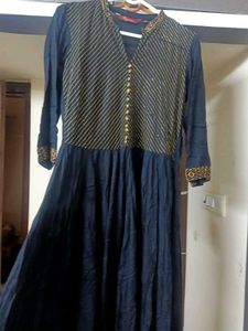 SANGRIA Black &amp; Gold Anarkali Kurta