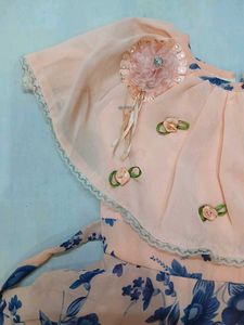 Peach Floral Dress For Girl