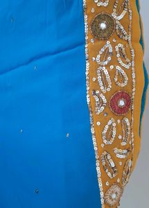 Blue Yellow Saree