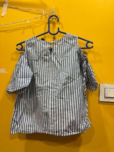 Striped Floral Embroidered Top