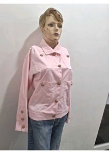 Korean Pink Button-Down Jacket
