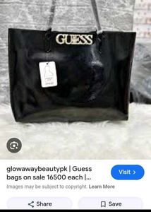Guess Black Patent Tote Bag