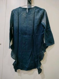Dark Blue Top With Denim Look