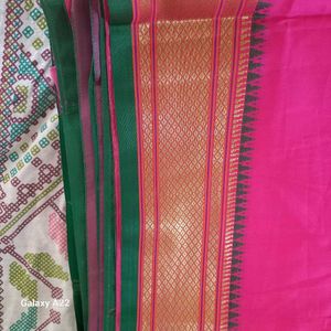 Hot Pink Silk Saree Without Blouse