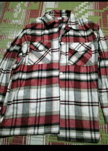 Red & White Plaid flannel Shirt for winter
