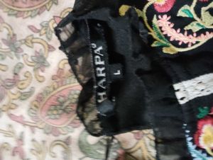 Embroidered Black and peach top