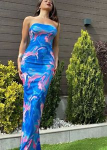 Abstract print bodycone maxi dress