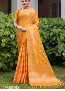 Elegant Yellow Banarasi Silk Saree