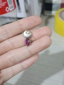 purple smile earring stud