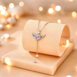 Angel Wing Heart Pendant Necklace