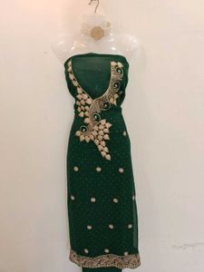 Green Embroidered Kurta dress material without dup