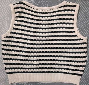 Beige And Black Crop Top