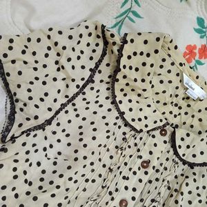 Vintage Polka Dot Adjustable Waist Top