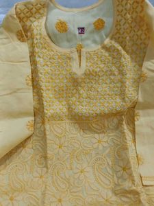 New Golden Yellow Lucknowi Kurta