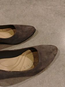 Grey Suede Heeled Pumps