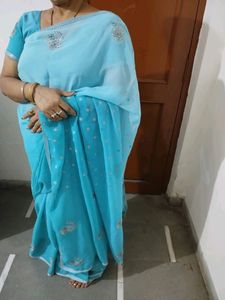 Blue Saree Designer With Stones