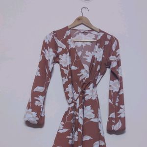 Berrylush Brown Wrap Dress