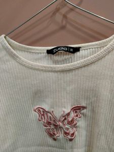 Cute Butterfly Embroidered Top