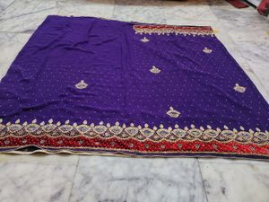 Diya bati stone work saree