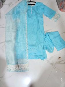 Elegant Sky Blue Kurta 3psc Set