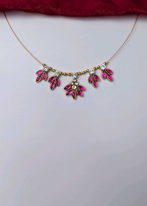 Pink invisible kundan Necklace