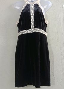 Gorgeous Black Velvet With Pearl Dress