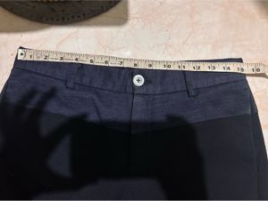 Navy Ribbed Zippered Ankle Pants