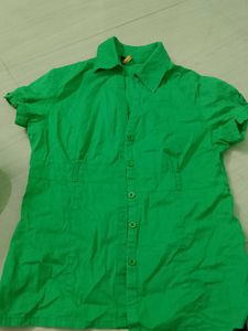 Green Short Sleeve Fitted Shirt