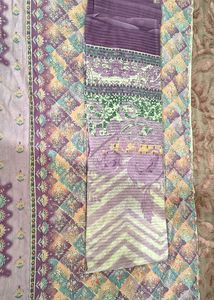 Lavender Printed Unstitched Suit Pure Cotton 100%