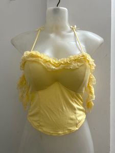 Yellow Off Shoulder Cute Padded Top