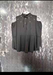 3 Black Cold Shoulder Top