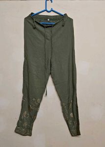 🫅 Biba | Yoke Design Kurta Trouser | Olive Gre