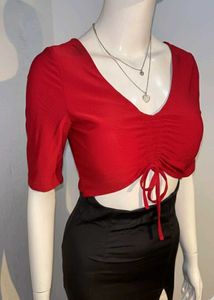 Red &amp; Black Fitted Dress