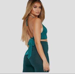 Teal Halter Crop Top