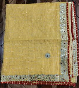 Yellow Saree With Gotta Patti Work