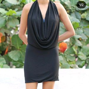 Black Plunge Neckline, backless Party Dress