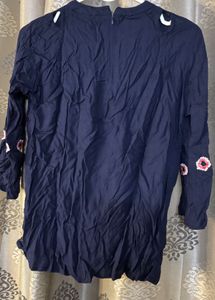 Embroidered Navy Blue Top | One time wear