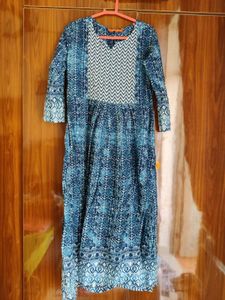Blue Printed Anarkali Kurta